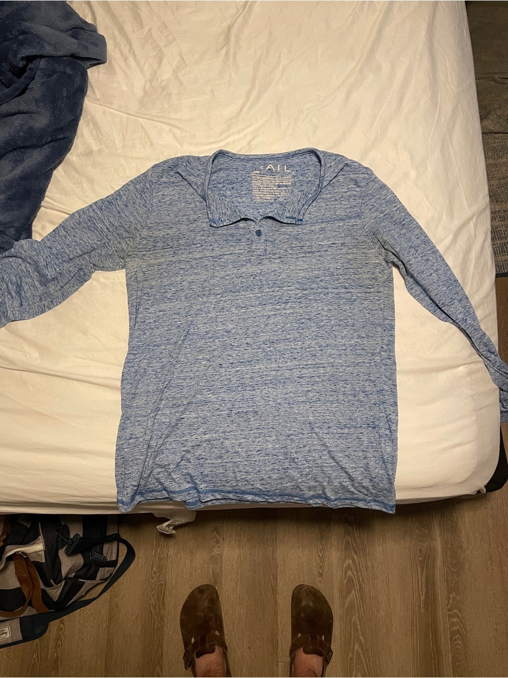 The Rail Men's Heathered Light Blue Long Sleeve Polo